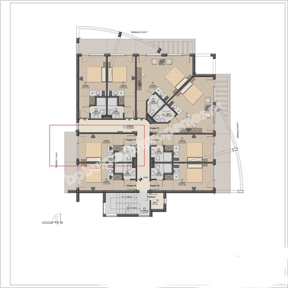 Студия на продажу без платы на обслуживание близко к морю в курорте Равда